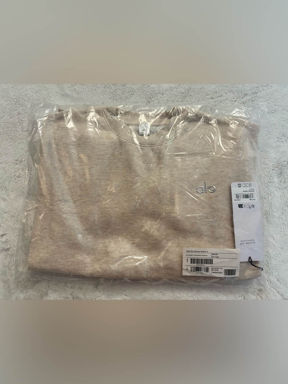 ALO Yoga Accolade Crewneck Pullover Oatmeal Heather Small NWT